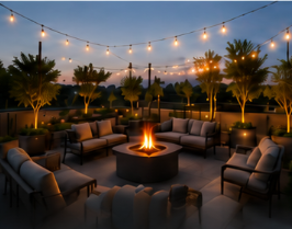 Lounge with a fire pit