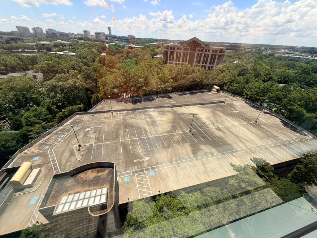 The rooftop parking deck at 1000 Parkwood today